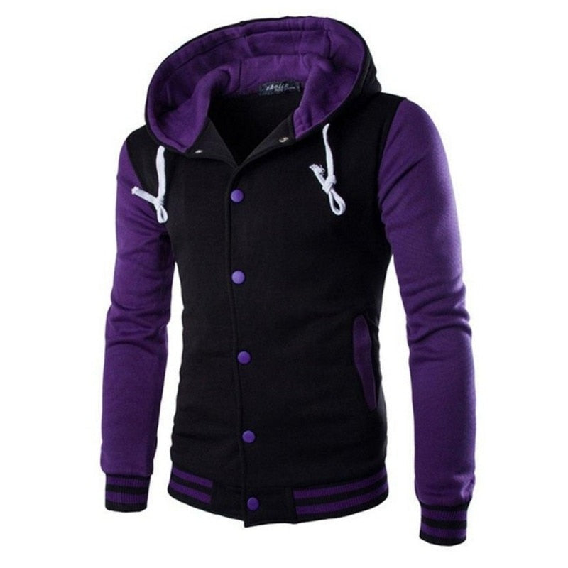 Men's Varsity Hoodie Jacket | Stylish Colorblock Design & Soft Fleece