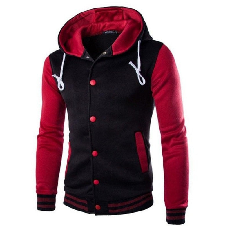 Men's Varsity Hoodie Jacket | Stylish Colorblock Design & Soft Fleece
