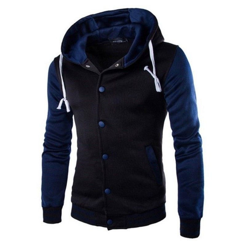 Men's Varsity Hoodie Jacket | Stylish Colorblock Design & Soft Fleece
