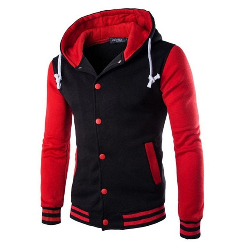 Men's Varsity Hoodie Jacket | Stylish Colorblock Design & Soft Fleece