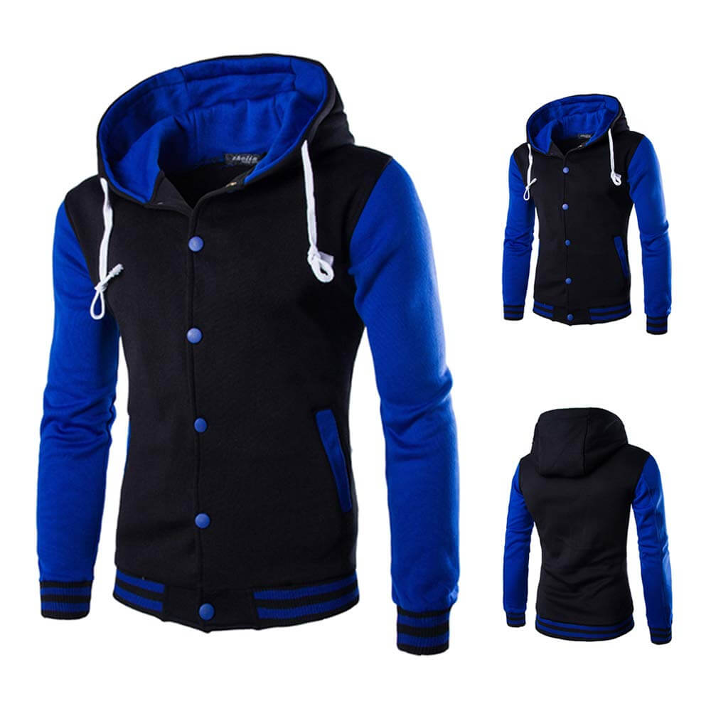 Men's Varsity Hoodie Jacket | Stylish Colorblock Design & Soft Fleece