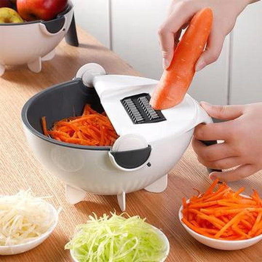 Multi-Functional Kitchen Bowl Set | Versatile Slicer and Strainer with Interchangeable Blades