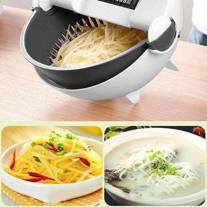 Multi-Functional Kitchen Bowl Set | Versatile Slicer and Strainer with Interchangeable Blades