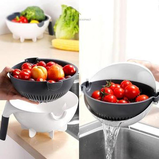 Multi-Functional Kitchen Bowl Set | Versatile Slicer and Strainer with Interchangeable Blades