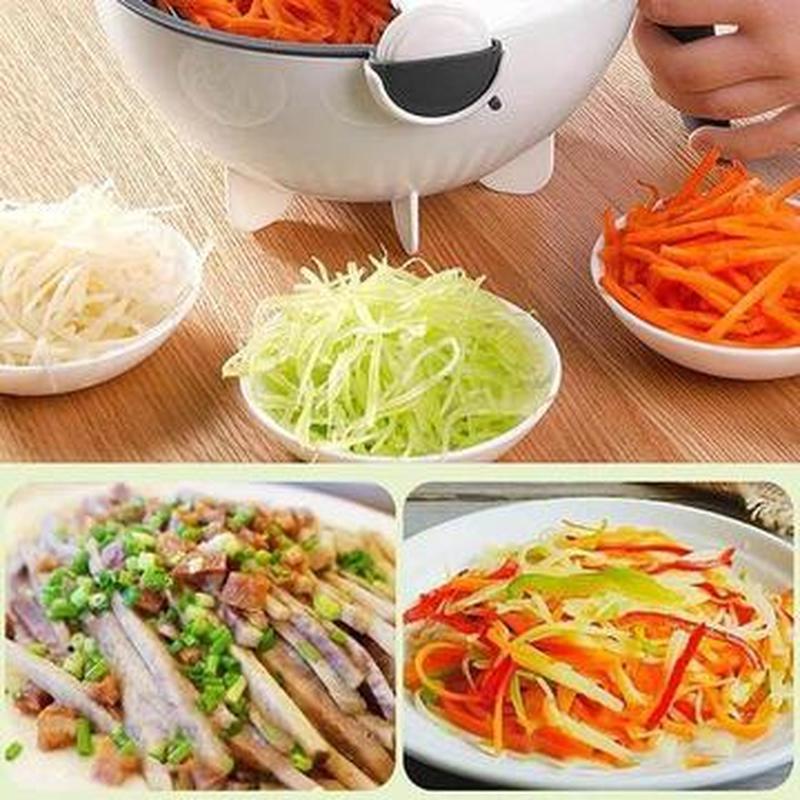 Multi-Functional Kitchen Bowl Set | Versatile Slicer and Strainer with Interchangeable Blades