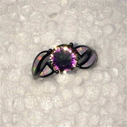 Mystic Rainbow Black Opal Ring | Timeless Elegance & Statement Jewelry