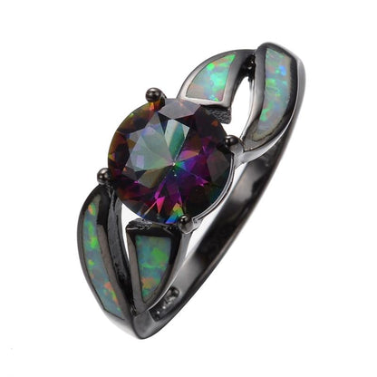 Mystic Rainbow Black Opal Ring | Timeless Elegance & Statement Jewelry