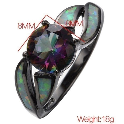 Mystic Rainbow Black Opal Ring | Timeless Elegance & Statement Jewelry