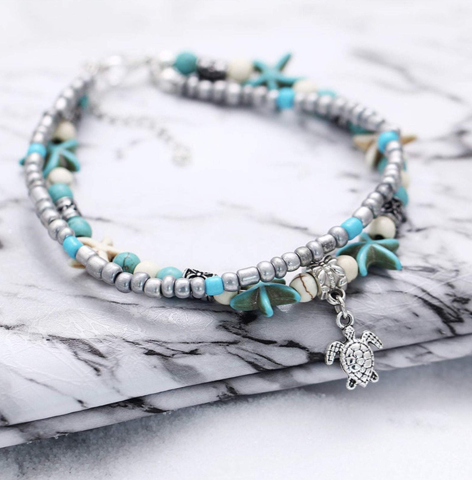 Ocean Charm Anklet Set | Beach-Inspired Design for Ocean Lovers