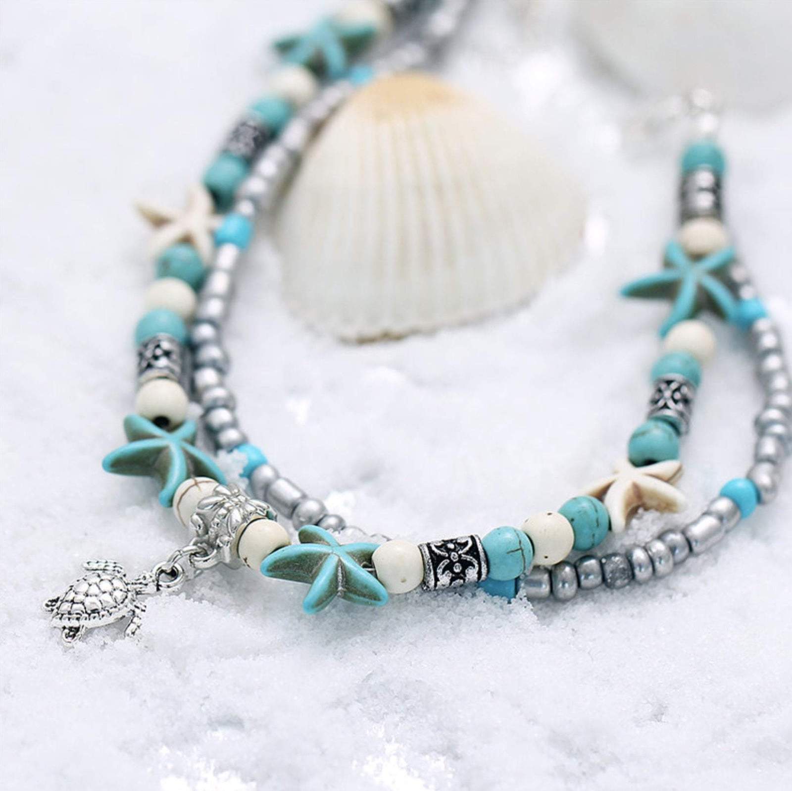 Ocean Charm Anklet Set | Beach-Inspired Design for Ocean Lovers
