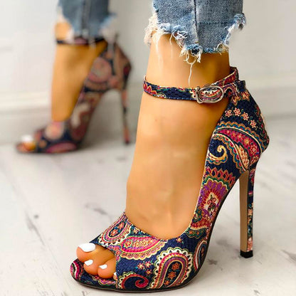 Paisley Elegance High Heels | Vibrant Sophisticated Design