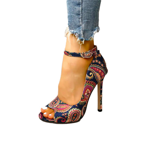 Paisley Elegance High Heels | Vibrant Sophisticated Design