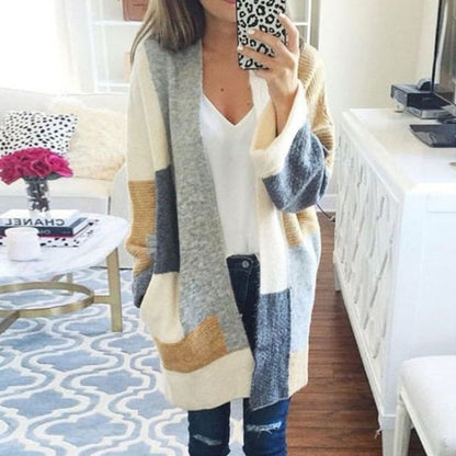 Patchwork Open Front Knit Cardigan | Cozy Style Chic