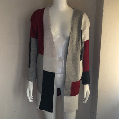 Patchwork Open Front Knit Cardigan | Cozy Style Chic