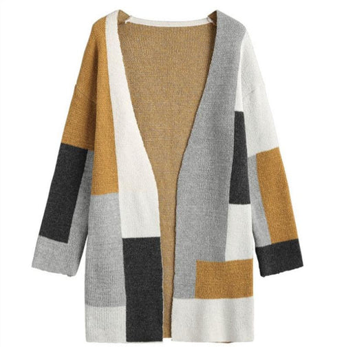 Patchwork Open Front Knit Cardigan | Cozy Style Chic
