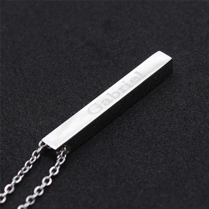 Personalized Bar Pendant Necklace | Custom Name Engraved Jewelry