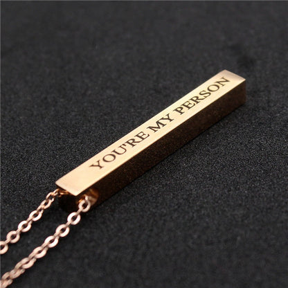 Personalized Bar Pendant Necklace | Custom Name Engraved Jewelry