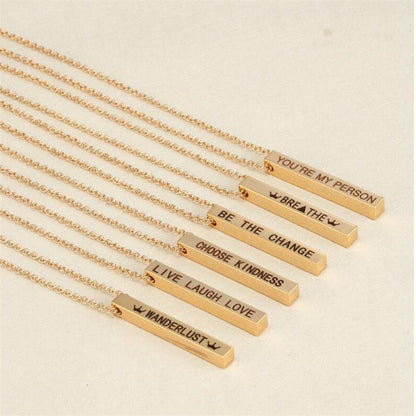 Personalized Bar Pendant Necklace | Custom Name Engraved Jewelry