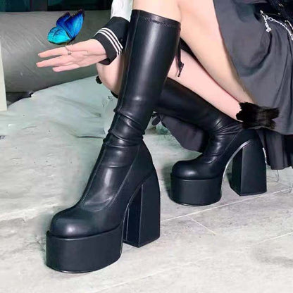 Platform Knee-High Boots | Bold Chunky Heel Fashion