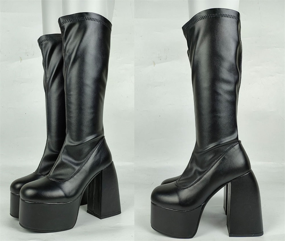 Platform Knee-High Boots | Bold Chunky Heel Fashion
