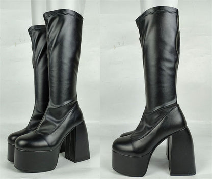 Platform Knee-High Boots | Bold Chunky Heel Fashion