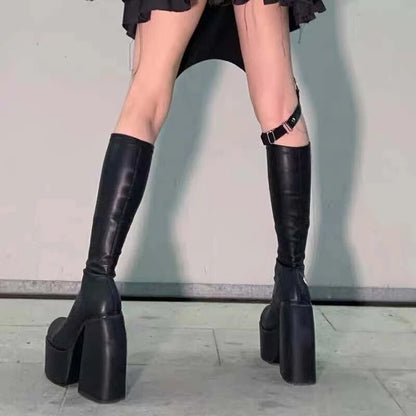 Platform Knee-High Boots | Bold Chunky Heel Fashion