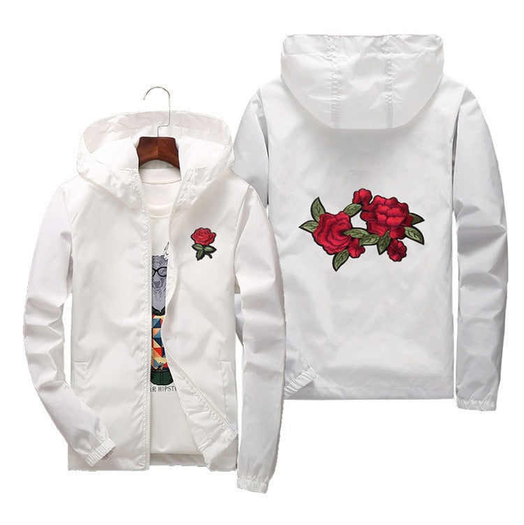 Rose Embroidered Hooded Jacket | Elegant Stylish Comfort