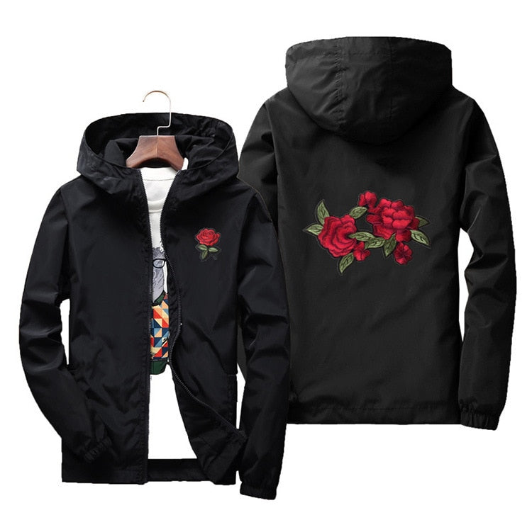 Rose Embroidered Hooded Jacket | Elegant Stylish Comfort