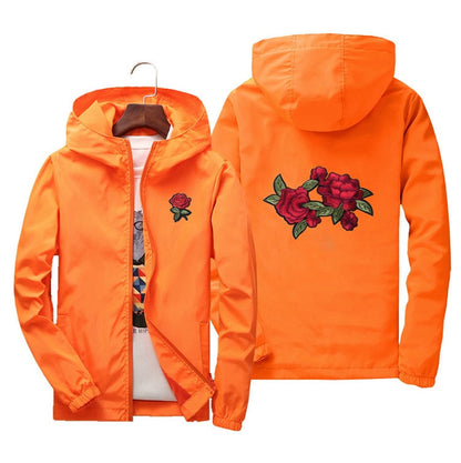 Rose Embroidered Hooded Jacket | Elegant Stylish Comfort
