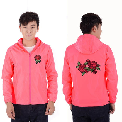 Rose Embroidered Hooded Jacket | Elegant Stylish Comfort