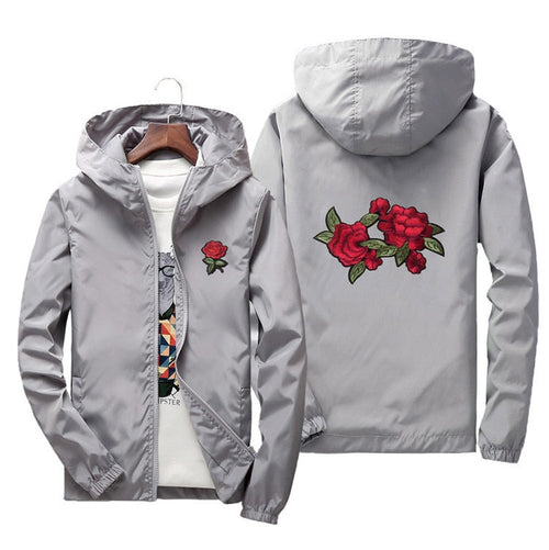 Rose Embroidered Hooded Jacket | Elegant Stylish Comfort