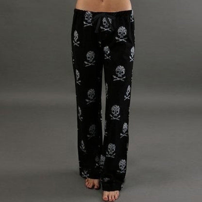 Skull Print Lounge Pants | Cozy Elastic Waist Edgy Loungewear