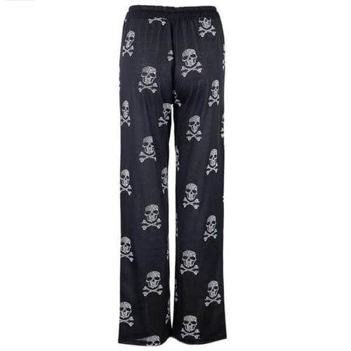 Skull Print Lounge Pants | Cozy Elastic Waist Edgy Loungewear