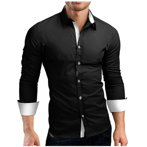 Sleek Men’s Dress Shirt | Contrast Collar Design | Premium Quality Men’s Shirt | Sophisticated Style Shirt