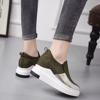 Sleek Slip-On Platform Sneakers | Metallic Accent Sneakers