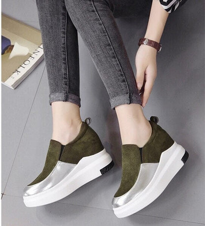 Sleek Slip-On Platform Sneakers | Metallic Accent Sneakers