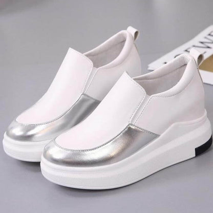 Sleek Slip-On Platform Sneakers | Metallic Accent Sneakers