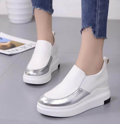 Sleek Slip-On Platform Sneakers | Metallic Accent Sneakers