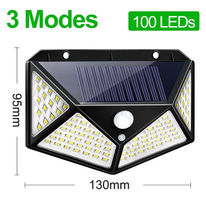 Solar Sensor Wall Light | 100 LED Modes | Eco-Friendly Outdoor Lighting