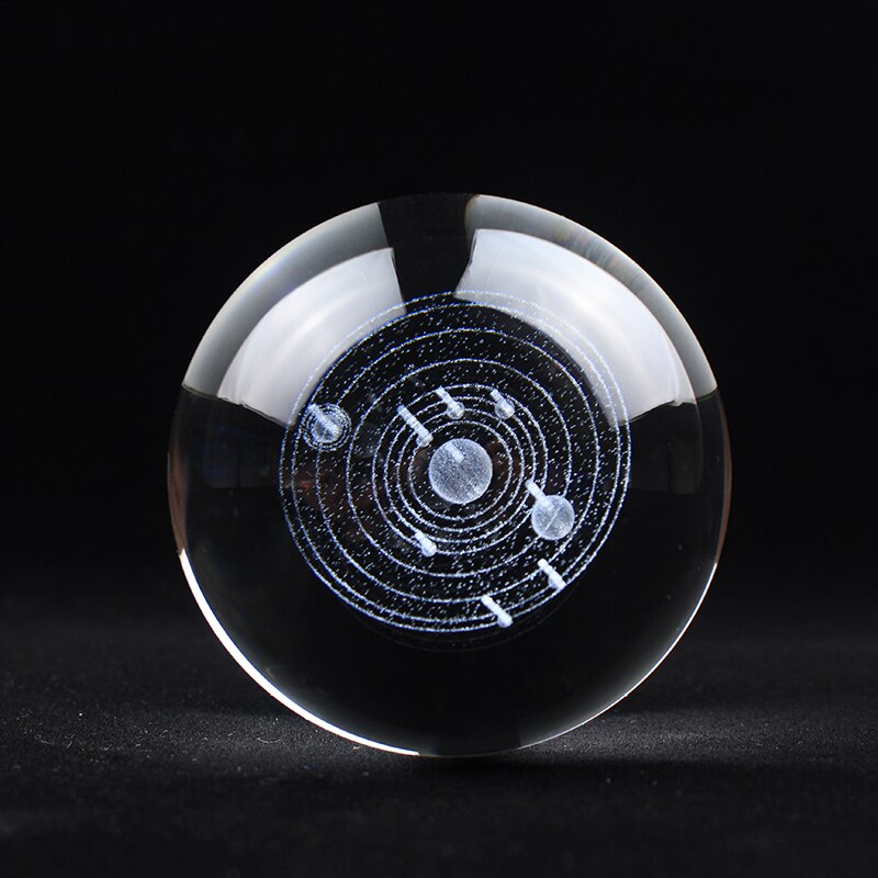 Solar System Crystal Ball | 3D Engraved Model | Astronomy Decor | Educational Planet Model