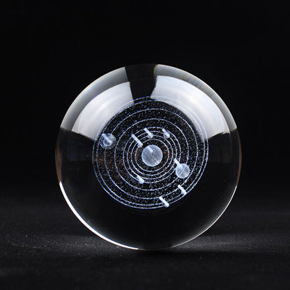 Solar System Crystal Ball | 3D Engraved Model | Astronomy Decor | Educational Planet Model