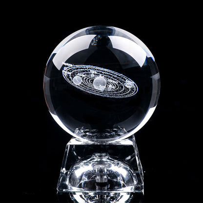 Solar System Crystal Ball | 3D Engraved Model | Astronomy Decor | Educational Planet Model