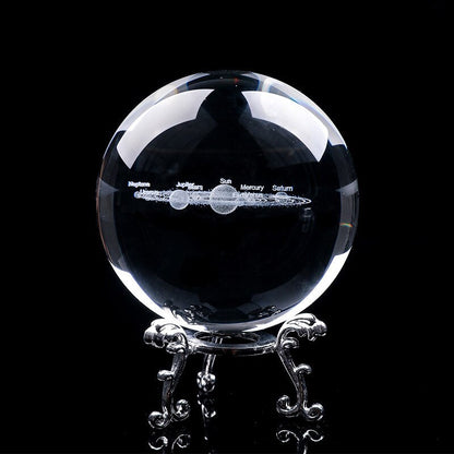 Solar System Crystal Ball | 3D Engraved Model | Astronomy Decor | Educational Planet Model