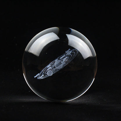 Solar System Crystal Ball | 3D Engraved Model | Astronomy Decor | Educational Planet Model