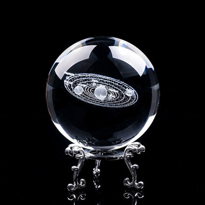 Solar System Crystal Ball | 3D Engraved Model | Astronomy Decor | Educational Planet Model