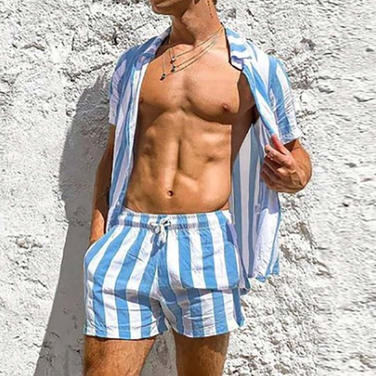 Striped Summer Shirt and Shorts Set | Breathable | Comfortable Fabric