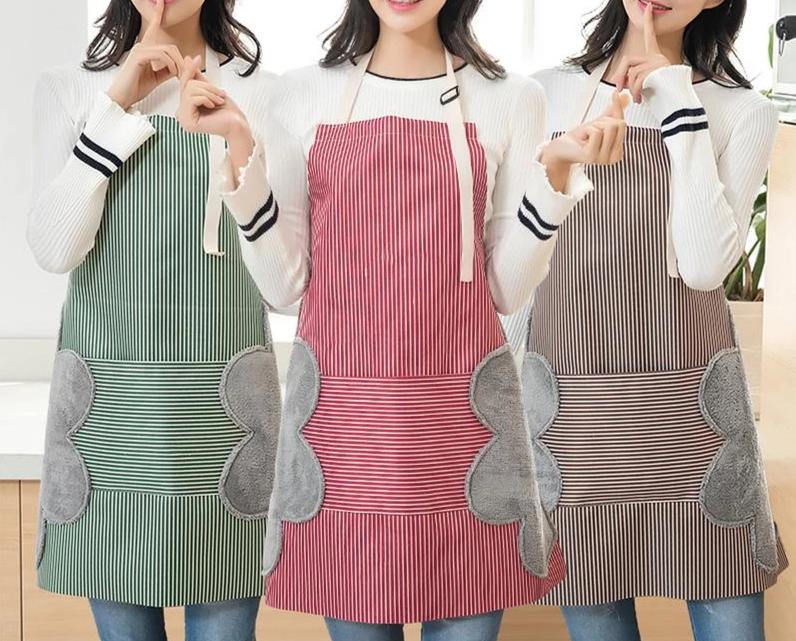 Stylish Cotton Kitchen Apron | Convenient Pocket & Towel Holder