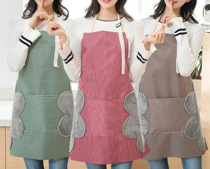 Stylish Cotton Kitchen Apron | Convenient Pocket & Towel Holder