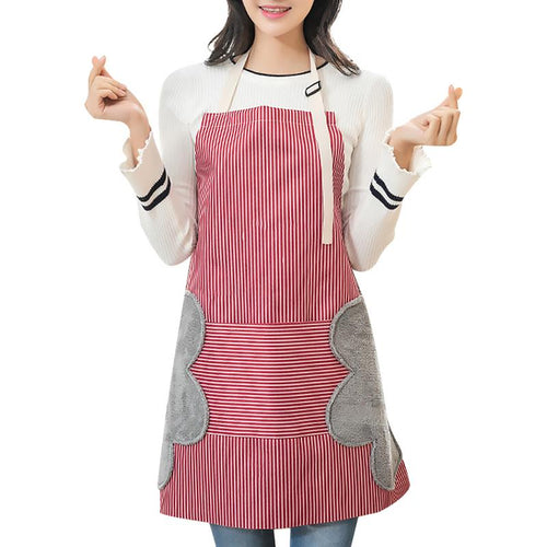 Stylish Cotton Kitchen Apron | Convenient Pocket & Towel Holder