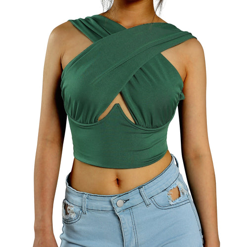 Stylish Wrapped Crop Top | Bold Design Crisscross Front